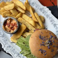 Beyond with fries   at Valhalla Wine & Coffee, kafejnīca in Liepaja