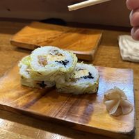 Torched cabbage wrapped seaweed and walnut. This had egg, he made it with out as well.  at Matsuno Sushi in Tokamachi