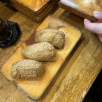 Rice stuffed fried tofu  at Matsuno Sushi in Tokamachi