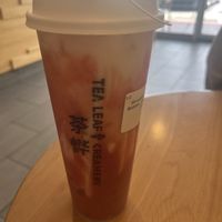 Strawberry Tea with Almond Milk and Boba  at Tea Leaf & Creamery in Decatur