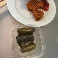Dolmas and sweet potato fries  at Hummus Republic in Alameda