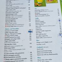 Drinks menu at Sweet Sisters Cafe in Koh Samui