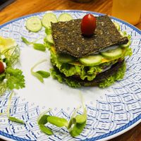 Raw vegan burger with cashew mayo  at Healthy Mania - Central Floresta in Phuket