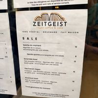 Menu at ZEITGEIST Café in Lyon