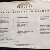 Brunch menu at ZEITGEIST Café in Lyon
