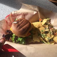 Beyond burger w/nacho  at VO2 Vegan Cafe in Cambridge