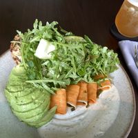 Smoked salmon salad   at Petiole Cafe in Janabiyah