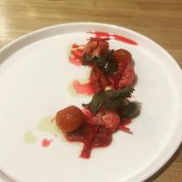 Appetizer, beetroot, fig, and cauliflower with vinegar source. The appetizer can be altered occasionally.  at Tachibana Saryou in Kisarazu