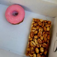 Vegan Iced donut and peanut slice at The Donut Factory in St Pauls Bay