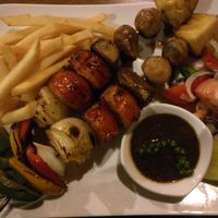 Kebabs with mushroom, pineapple onion and red capsicum. at Rikitikitavi in Kampot