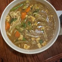 Udon bowl with tofu and vegan beef   at Asiana in Racine