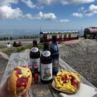 Auch draußen sehr lecker! Vegane Wurst mit Brötchen und vegane Wurst mit Senf 😀 at Restaurant Zum Brockenwirt in Schierke Am Brocken