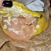 Focaccia alla curcuma con mortadella veg e mayo veg at 4 Amici al Bar in Livorno