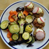 Veggie balls with veggies. Not bad at 4 Amici al Bar in Livorno