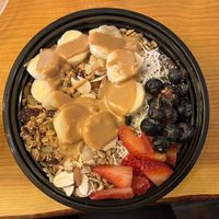 Smoothie bowl with oat milk   at Caffe Cocina Coffee Roasting Co. in Poulsbo
