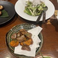 Truffle salad and fried potatoes   at Gora Brewery & Grill in Hakone