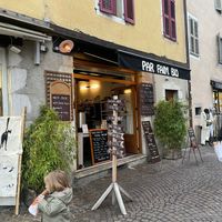 3yo ate the entire hot dog with ease :D at Par Faim Bio Glacier in Annecy