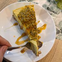 Mango cheesecake dessert at Fed By Plants in South East London