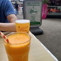 Orange boost and beer at Fed By Plants in South East London