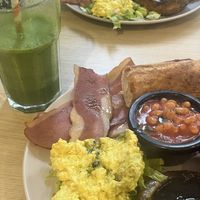 Vegan full English breakfast and Green Express juicee  at Fed By Plants in South East London