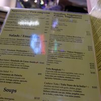 Menu at Asia Caribe in Isla Mujeres