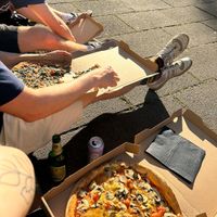 vegan mushroom pizza was tasty   at Moini Steinofenpizza in Leipzig