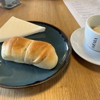 Very nice place! After talking to the staff, turned out that the pastry with aprioc jam is vegan. Paris well with a soy milk cappuccino! Mushroom polenta and falafels as well.  at Shambhala Bakery in Zabljak