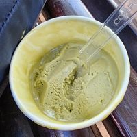 Pistachio and Macha vegan ice cream at Cremola in Mallorca