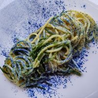 Spaghetti with three types of seaweed at Osteria Del Vicario in Certaldo