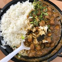 Chole chickpea masala with basmati rice. at Spice Shuttle in Bentonville
