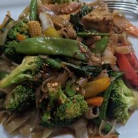 Drunken noodles with tofu and veg at Villa Thai in Endicott