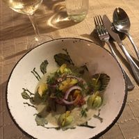 Entrée: ceviche de « oyster mushroom"  at Wasihome in Huanchaco