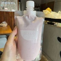 Strawberry nut milk freshly made  at Bowl Market Juice & Deli in Chigasaki