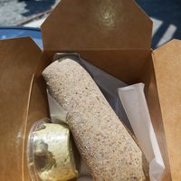 Red pepper chickpea flax roll at West Bay Cafe in Victoria