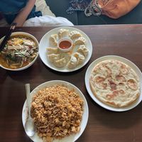 Special thukpas, tofu fried rice, veg momos and Tibetan bread   at Shangrila in Dharamshala
