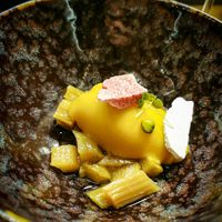 Vegan dessert 1 : rhubarbe and mango at Nuances - Restaurant in Nice