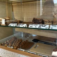 Display case of baked goods at Slake in Lindfield