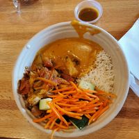 Rice, chili tofu, coconut sauce with vegetables. at Zimbu in Sandy