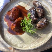 Slow roasted celery,baked blue potatoes and jus  at TATI in Budapest