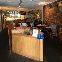 Dining area and buffet at Tandoor Restaurant in Bloomington