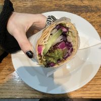 Half of the falafel wrap, best falafel wrap in London  at Fennec & Parsley in North London