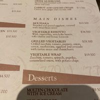 Menu with vegetarian options (all show can be made vegan) at 7-70 in Bogota