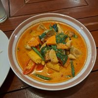 Tempeh red curry at Anchan Vegetarian Restaurant in Chiang Mai