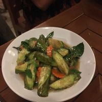 Long Eggplant Thai Miso Stir Fry/มะเขือยาวเต้าเจี้ยว 95 at Anchan Vegetarian Restaurant in Chiang Mai