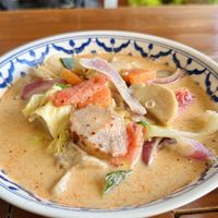 Tom yum soup coconut milk (125 THB)  at Anchan Vegetarian Restaurant in Chiang Mai