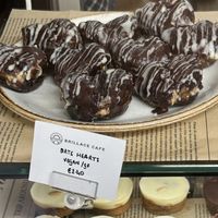 Peanut butter filled dates dipped in chocolate   at Brillace Cafe in Gzira
