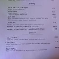 Menu, extras and desserts at Mažoji Himalaja in Vilnius