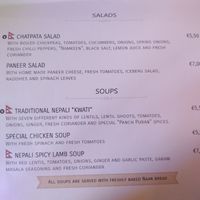 Menu, salads and soups at Mažoji Himalaja in Vilnius