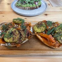 Smoked carrot bagel  at Fara in Glastonbury