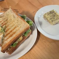TBLT sandwich and lemon square at Resonance Cafe in Montreal